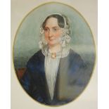 G. SPENCE (EARLY 19TH CENTURY) - Portrait of a lady wearing a blue coat and bonnet, half length,