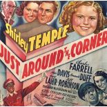 A large 20th Century Shirley Temple film poster titled 'Just Around the Corner',