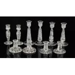 A group of John Walsh Walsh crystal glass candlesticks,