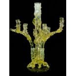 A large late 19th Century John Walsh Walsh glass rustic posy vase with root form foot rising to