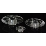 A large 1920s John Walsh Walsh clear crystal table centre posy of circular form with a wide rim cut