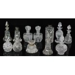 A group of John Walsh Walsh crystal glass comprising nine varying scent bottles, an inkwell,