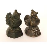 A pair of 18th Century Chinese bronze opium weights in the form of mandarin ducks.