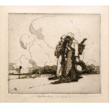 WILLIAM LEE HANKEY (1869 - 1952) - Breton women returning from market, drypoint,