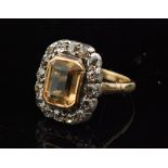 A Victorian citrine and diamond dress ring,