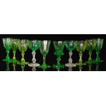 A group of 19th Century and later Uranium glass stemware,