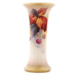 A Royal Worcester shape G923 trumpet vase decorated by Kitty Blake with hand painted autumnal