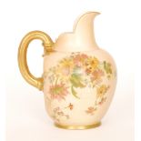 A Royal Worcester 1094 flatback jug decorated with sprays of flowers against a blush ivory ground,