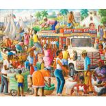 ANDRE NORMIL (HAITIAN, 1934 - 2014) - A busy harbour scene with market traders, acrylic on canvas,