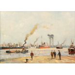 DEREK GEORGE MONTAGUE GARDNER, RSMA (1917 - 2007) - 'Clydeside', oil on artist's board, signed,