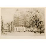 WILLIAM WALCOT (1874 - 1943) - 'A corner of Berkeley Square', drypoint, signed in pencil,