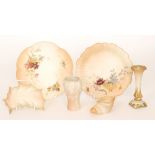 A small collection of assorted early 20th Century Royal Worcester blush ivory to include two plates