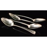 Four George III hallmarked silver Old English pattern serving spoons, total weight 8.6oz, length 22.