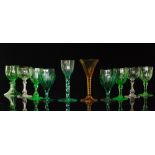 A group of 19th Century and later Uranium glass stemware,