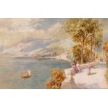 CHARLES ROWBOTHAM (1826 - 1904) - 'Luino, Lago Maggiore', watercolour heightened with white, signed,