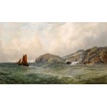 JOHN FAULKNER (1835 - 1894) - A fishing boat off a rocky headland,