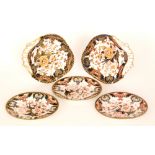 Two late 19th Century Royal Crown Derby shell shaped dishes each decorated in the Kings pattern,