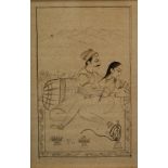INDIAN SCHOOL (LATE 19TH CENTURY) - An amorous couple on a terrace,