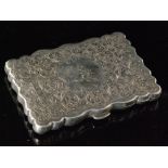 A late Victorian cushioned rectangular card case/ aide memoir with foliate decoration to whole,