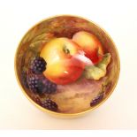 A Royal Worcester high sided 'Fallen Fruits' bowl decorated by Price with hand painted apples and