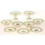 A 19th Century eighteen piece dessert service comprising twelve plates, four tazza and two comports,