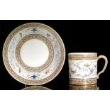 A late 18th Century Sevres porcelain coffee can and high sided saucer,