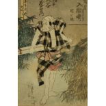 UTAGAWA KUNISADA (1786 - 1865) - 'Kikuzumi', woodblock print, signed, published 1820, framed, 34.