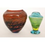 A later 20th Century Martin Andrews studio glass vase made for Dudley Glass Festival,