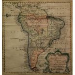 THOMAS JEFFERYS (1719 - 1771) - 'South America', hand coloured engraving, framed,