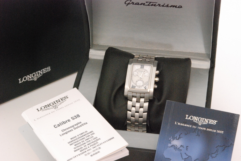 A Longines DolceVita stainless steel gentleman's quartz movement chronograph bracelet wristwatch,
