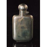 A Victorian hallmarked silver small hip flask of plain form terminating in bayonet cap, height 9cm,