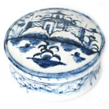 A late 18th Century Pearlware circular cosmetic or snuff box and cover,