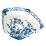 A late 18th Century First Period Worcester blue and white hors d'oeuvres section dish decorated in