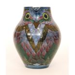 A Dennis China Works jug decorated to a design by Sally Tuffin with an incised owl,