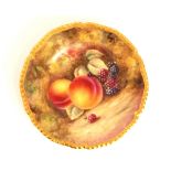 A small Royal Worcester Fallen Fruits side plate decorated by Skerrett with hand painted peaches