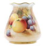 A later 20th Century Royal Worcester Fallen Fruits cache pot panel decorated by Rolands with hand