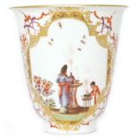 An 18th Century Meissen porcelain Chinoiserie beaker hand painted in the manner of J.