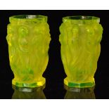 A pair of 20th Century Uranium glass vases in the manner of Schlevogt Hoffmann,