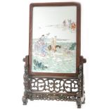 A Chinese late Qing, early Republic period mounted table screen,