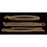 Two modern 9ct hallmarked belcher link chains with a filed curb example,