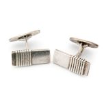 A pair of Harald Nielsen for Georg Jensen No 80 Danish silver cufflinks of rectangular form and