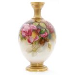 An early 20th Century Royal Worcester shape 1846 vase of footed ovoid form with a squat collar neck,