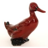 A Royal Doulton Flambe duck, printed mark, height 15cm.