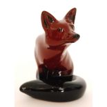 A Royal Doulton Flambe seated fox, printed mark, height 10.5cm.