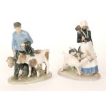 Two Royal Copenhagen figural groups, the first modelled as boy and two calves model 1858,