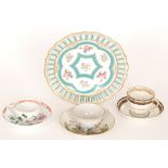 A late 19th to early 20th Century Copeland ribbon plate decorated with hand painted sprays of