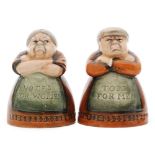 A pair of later 20th Century Royal Doulton reissue salt and pepper pots modelled as a lady and