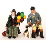 Two Royal Doulton figurines comprising The Huntsman HN2492 and The Balloon Man HN1954.