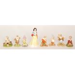 A Royal Doulton Snow White and the Seven Dwarves set, printed marks to each.