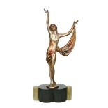 Josef Lorenzl - A 1920s Art Deco patinated bronze of a slender semi-clad female in standing pose